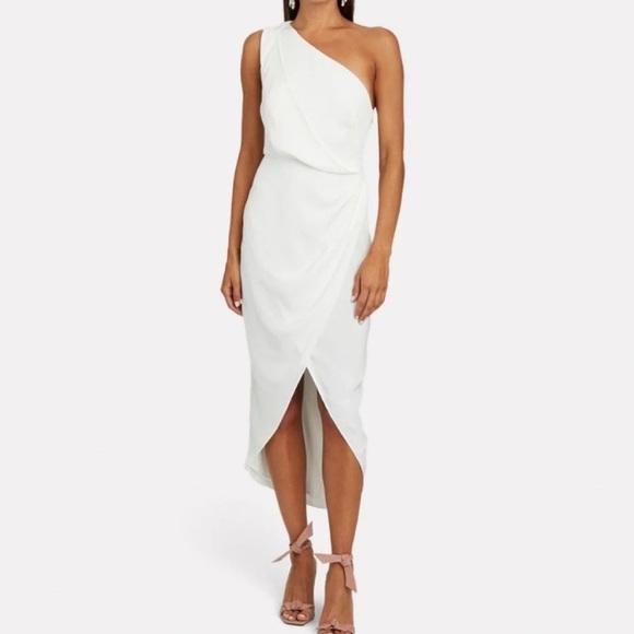 SIGNIFICANT OTHER Agnes One-Shoulder Crepe white  Midi dress size AU (10) US (6) - Picture 2 of 7